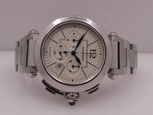 Cronografo Cartier Pasha 2860 42mm BOX&PAPERS Anno 2007 Automatico Acciaio Braccialato W31085M7