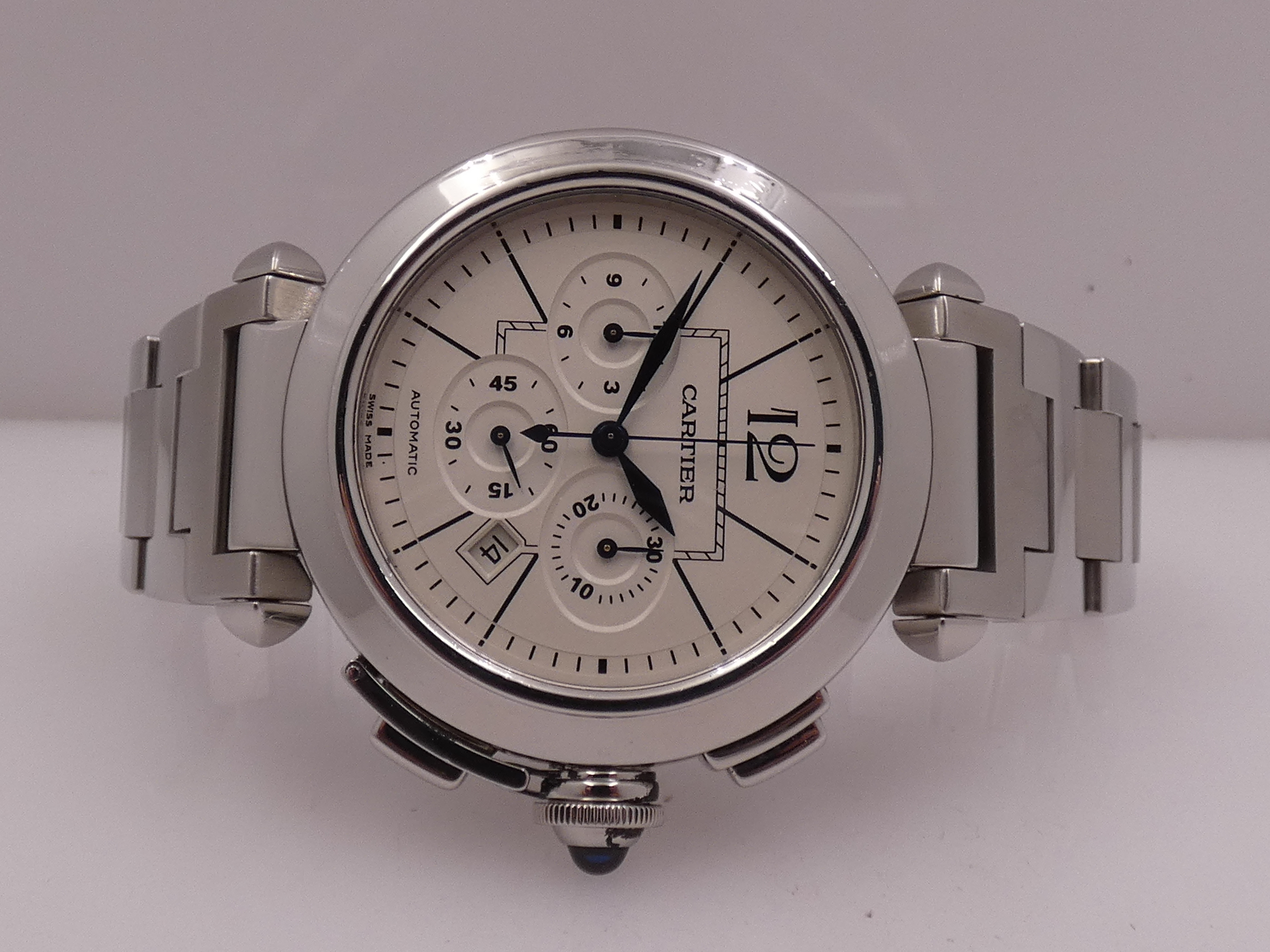 Cronografo Cartier Pasha 2860 42mm BOX&PAPERS Anno 2007 Automatico Acciaio Braccialato W31085M7 - immagine 6
