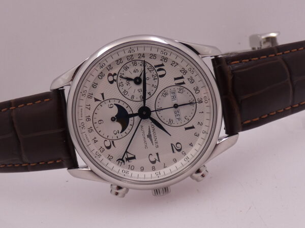 Cronografo Longines Master Collection Triple Date Moonphases BOX&PAPERS Anno 2017 Automatico HoneyComb Dial Acciaio L2.673.4