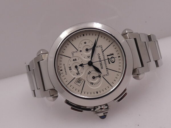 Cronografo Cartier Pasha 2860 42mm BOX&PAPERS Anno 2007 Automatico Acciaio Braccialato W31085M7