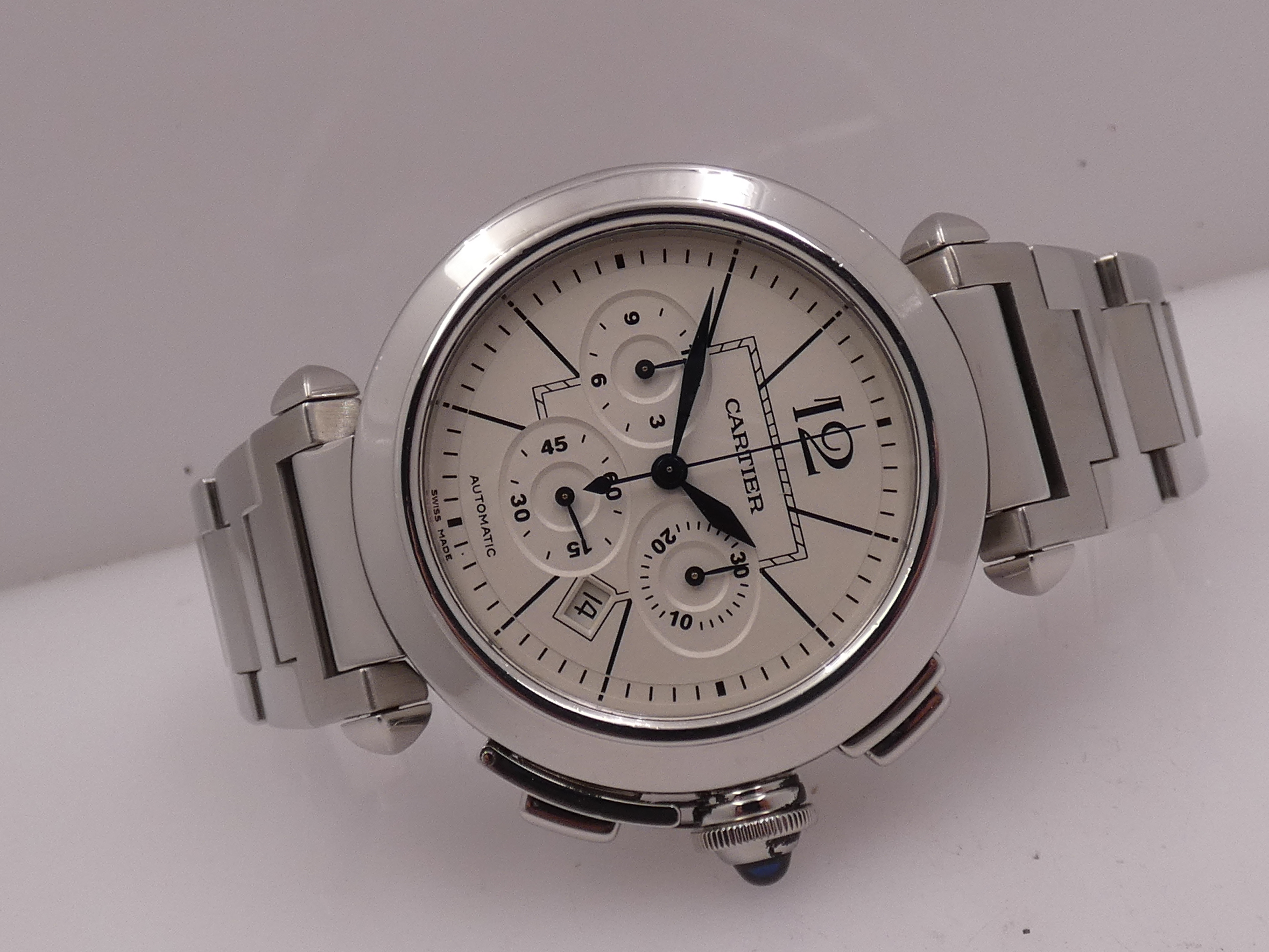 Cronografo Cartier Pasha 2860 42mm BOX&PAPERS Anno 2007 Automatico Acciaio Braccialato W31085M7 - immagine 7