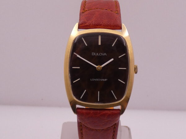 Bulova Longchamp Tonneau Vintage ANNI '70s Radica Dial 18Kt G.F. Carica Manuale Ref. 7630