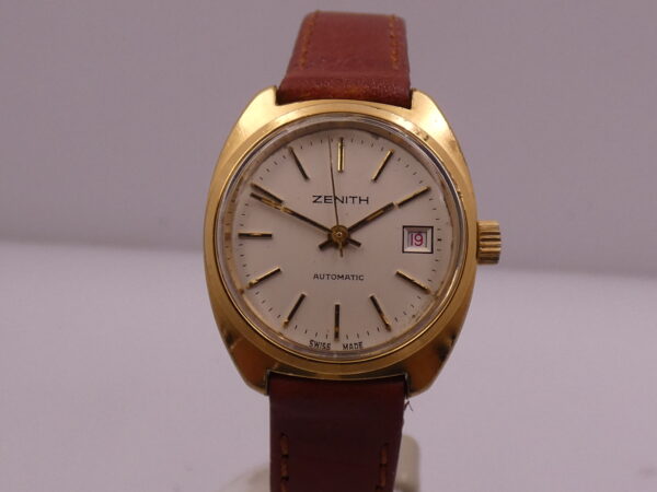 Zenith Lady Automatic Vintage APPENA REVISIONATO Ghiera Elettroplaccata Oro 18Kt & Acciaio RED DATE Anni 70's 20.0660.485