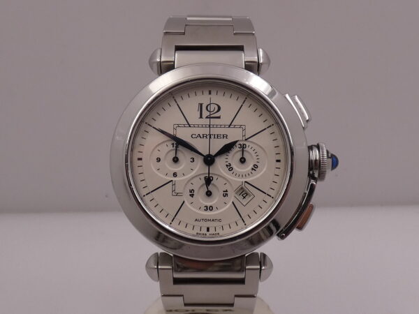 Cronografo Cartier Pasha 2860 42mm BOX&PAPERS Anno 2007 Automatico Acciaio Braccialato W31085M7