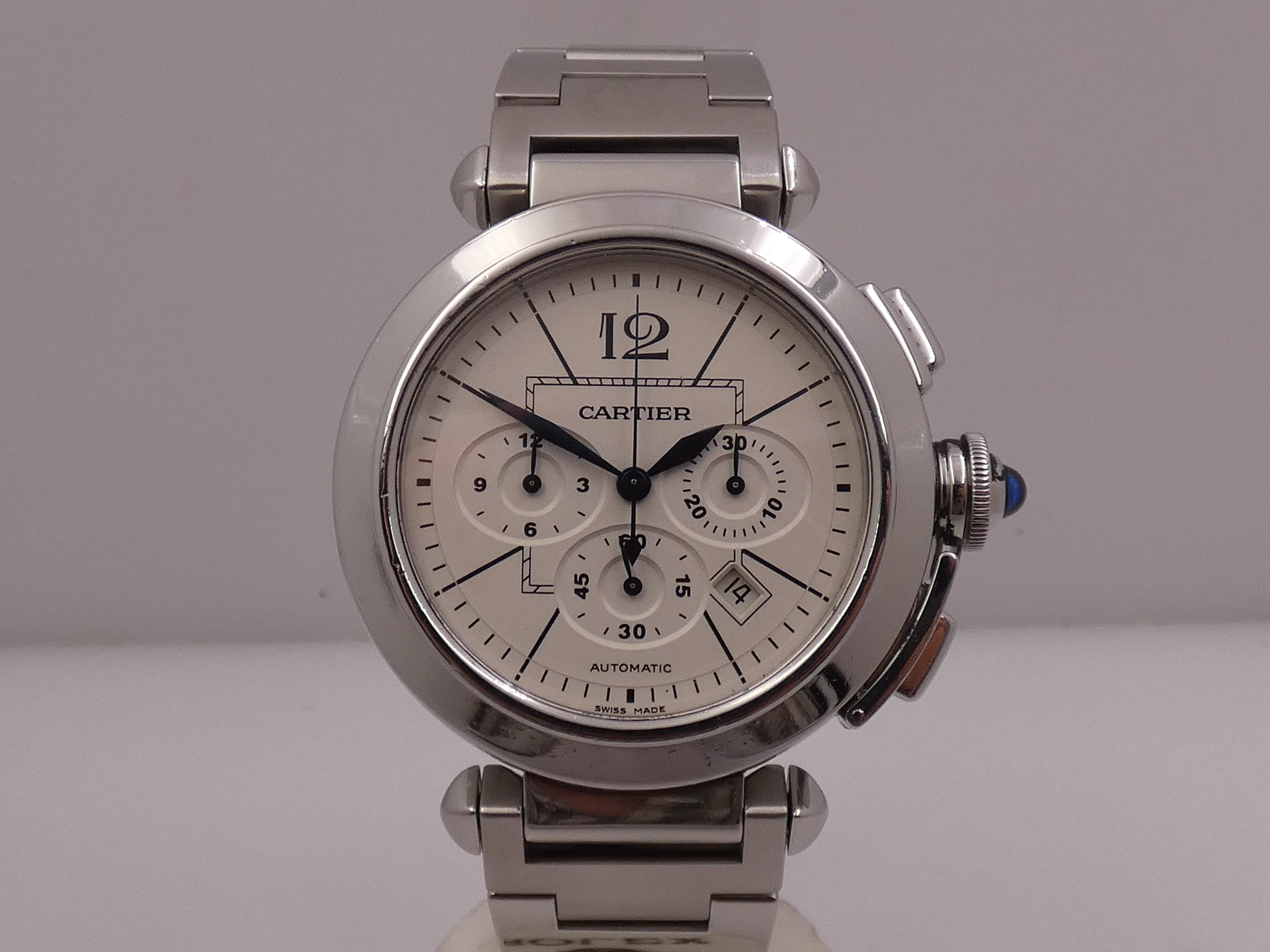 Cronografo Cartier Pasha 2860 42mm BOX&PAPERS Anno 2007 Automatico Acciaio Braccialato W31085M7 - immagine 8