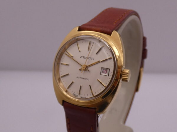 Zenith Lady Automatic Vintage APPENA REVISIONATO Ghiera Elettroplaccata Oro 18Kt & Acciaio RED DATE Anni 70's 20.0660.485