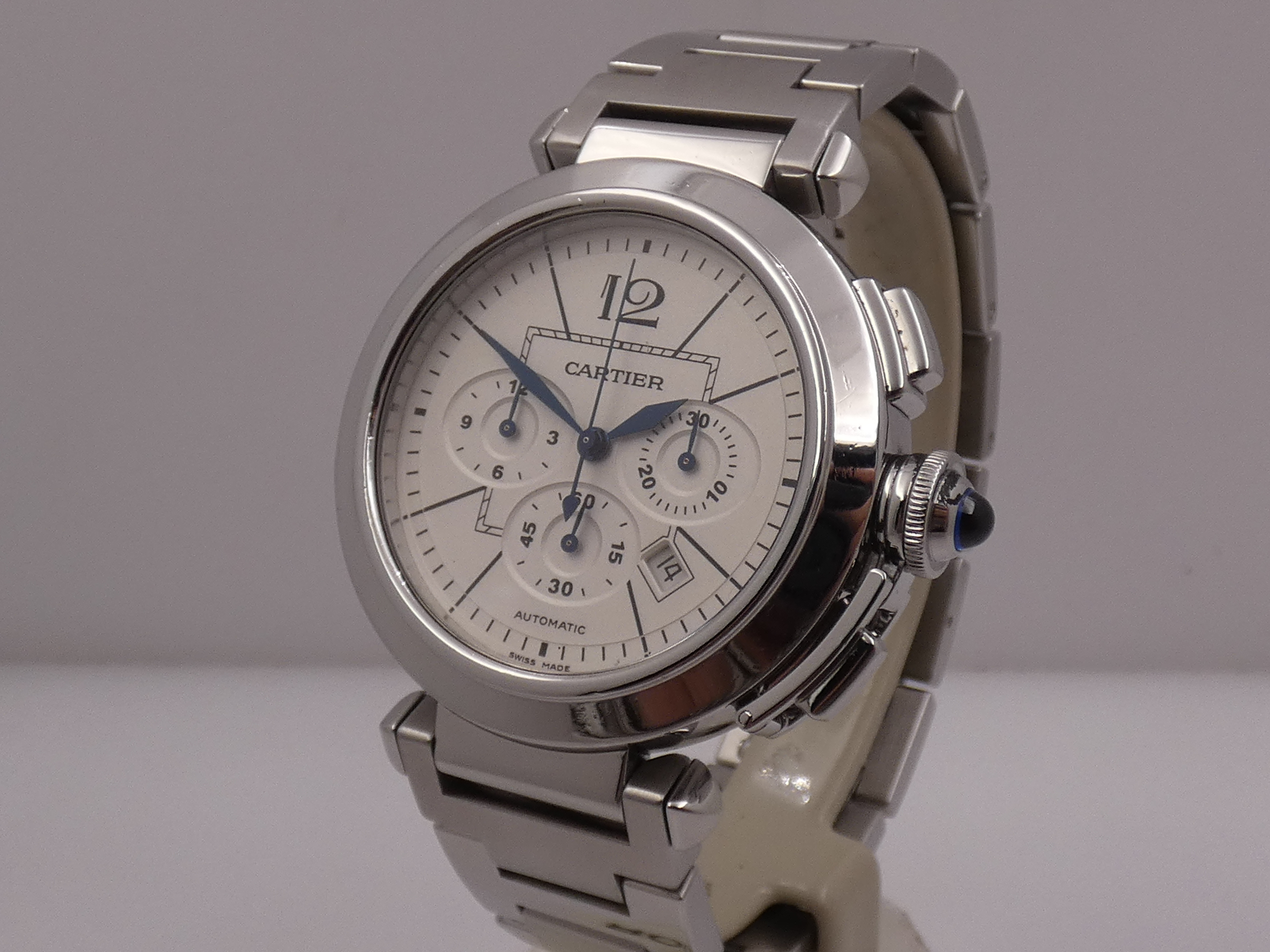 Cronografo Cartier Pasha 2860 42mm BOX&PAPERS Anno 2007 Automatico Acciaio Braccialato W31085M7 - immagine 9