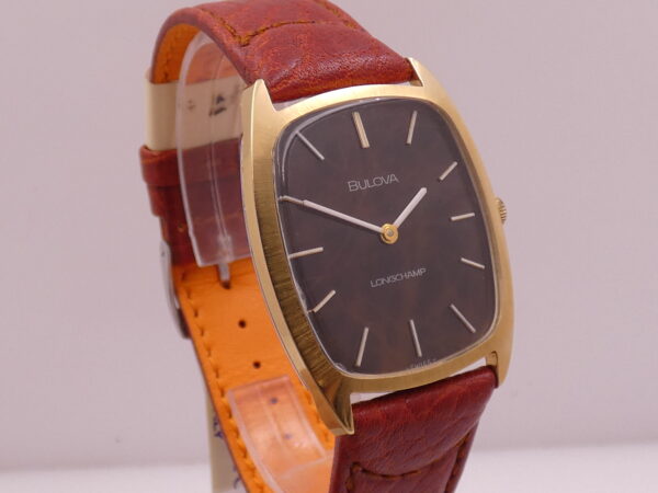 Bulova Longchamp Tonneau Vintage ANNI '70s Radica Dial 18Kt G.F. Carica Manuale Ref. 7630